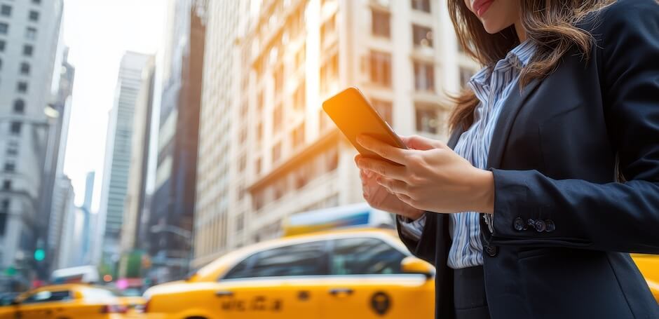 スマホ画面を見つめる女性